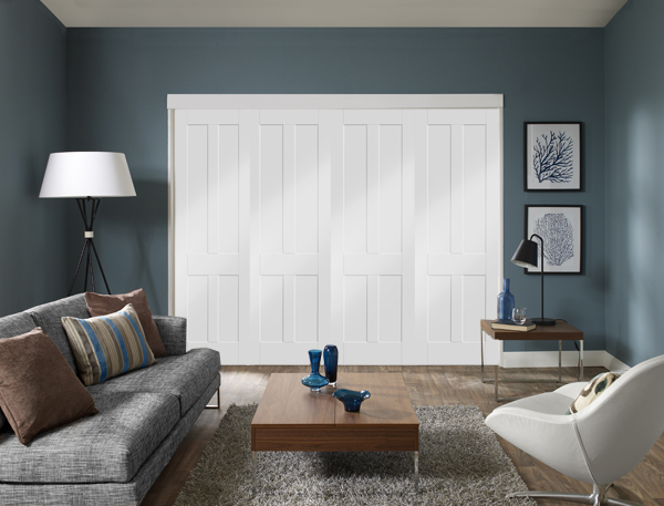 Freefold Victorian Shaker White Internal Folding Sliding Doors